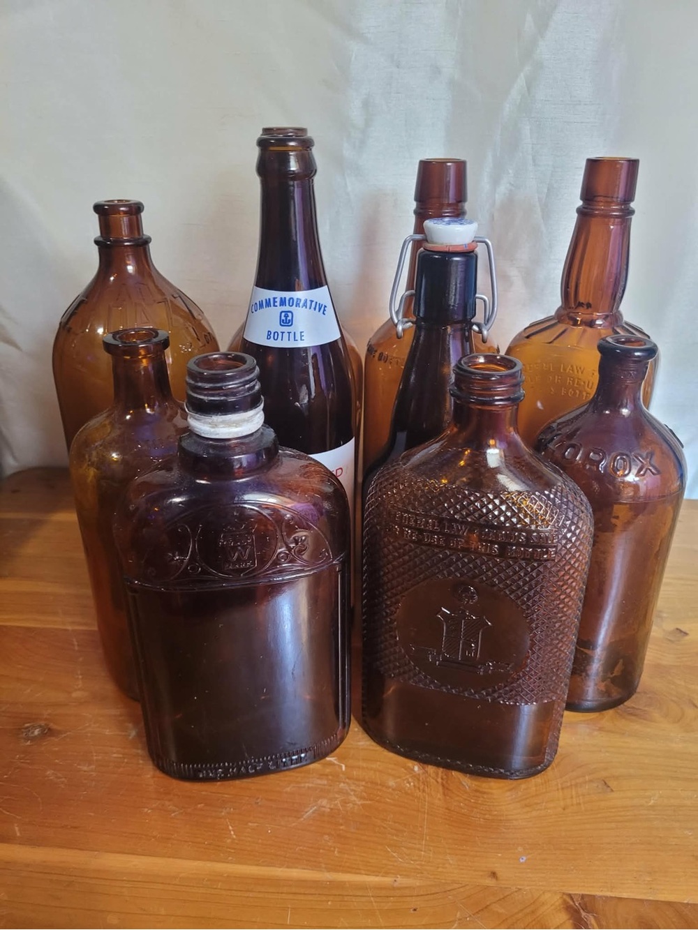 Assorted Lot of Vintage Amber Glass Bottles